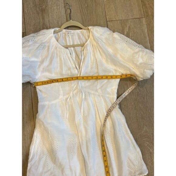 FRAME Eyelet Puff Sleeve Dress in white size S - Picture 13 of 14